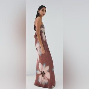 Mango Strapless Floral Dress